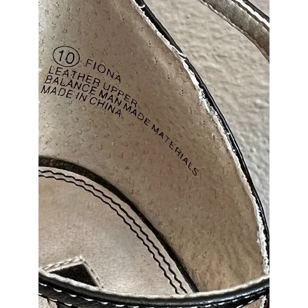 Hillard & Hanson Fiona Heels Women's US 10 Black Tan Flower Leather Ankle Straps - Picture 8 of 8